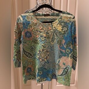 Multiples brand shirt with lace detailing - multicolored size S - 3/4 sleeve